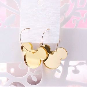 Mouse head dangle mirror earrings